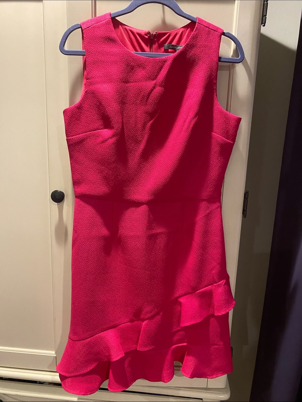 Julia Jordan Sleeveless Ruffle-Hem Dress in Hot Pink